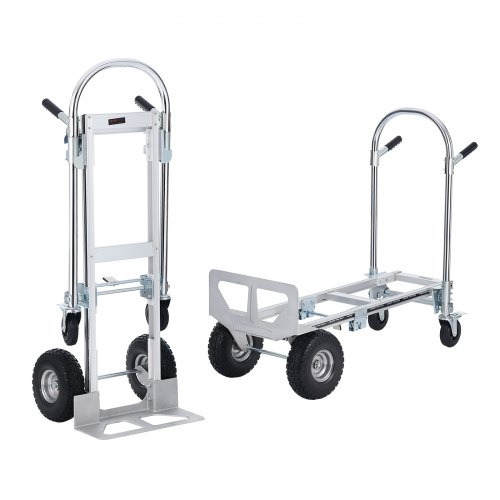 Aluminum Hand Truck, 2 In 1, 1000 Lbs Load Capacity, Heavy Duty Industrial Convertible Folding Hand Truck And Dolly, Utility Cart Converts From Hand Truck To Platform Cart With Rubber Wheels - Image 1