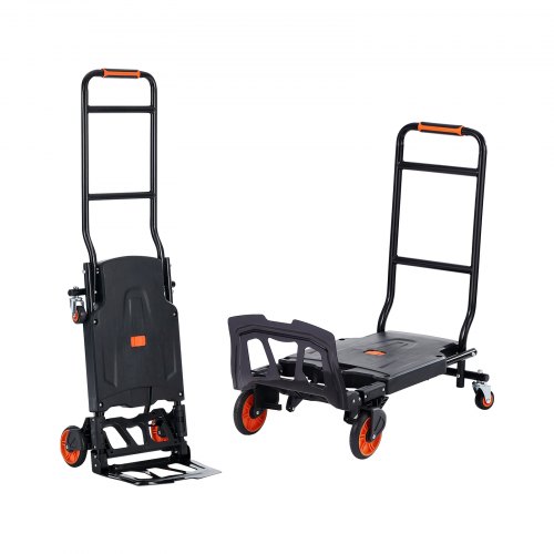 Aluminum Hand Truck, 2 In 1, 300 Lbs Load Capacity, Heavy Duty Industrial Convertible Folding Hand Truck And Dolly, Utility Cart Converts From Hand Truck To Platform Cart With Rubber Wheels - Image 1