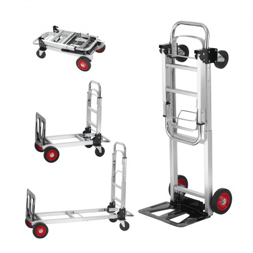 Aluminum Hand Truck, 2 In 1, 400 Lbs Load Capacity, Heavy Duty Industrial Convertible Folding Hand Truck And Dolly, Utility Cart Converts From Hand Truck To Platform Cart With Rubber Wheels - Image 1