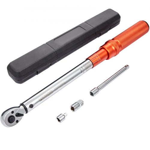 Torque Wrench, 3/8 Inch Drive Click Torque Wrench 10 80Ft.Lb/14 110N.M, Dual Direction Adjustable Torque Wrench Set, Mechanical Dual Range Scales Torque Wrench Kit With Adapters Extension Rod - Image 1