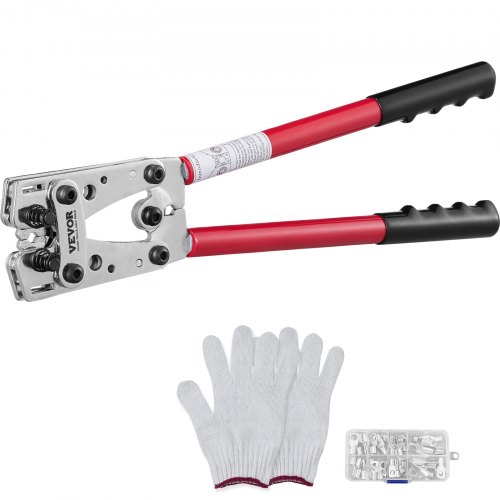 Battery Cable Lug Crimping Tool, 10 1/0Awg Aluminum Terminal Battery Lug Crimper, With 60Pcs Aluminum Ring Connectors Terminals 6 Wire Sizes Crimping Die, For Heavy Duty Wire Lugs - Image 1