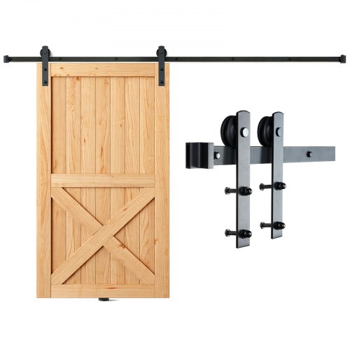 8Ft Sliding Barn Door Hardware Kit, 330Lbs Loading Heavy Duty Barn Door Track Kit For Single Door, Fit 3.7 4.3Ft Wide And 1.3" 1.8" Thick Door Panel, With Smooth & Silent Pulley (I Shape) - Image 1