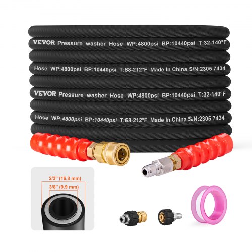 Pressure Washer Hose, 30.5m, Kink Free 3/8"-?14.8 Male, 3/8"-?15 Female For Most Brand Pressure Washers, 4.9'' Bending Radius, 4800 PSI Heavy Duty Power Washer Extension Replacement Hose - Image 1