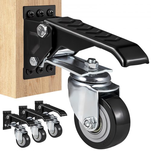 Workbench Caster Wheels, 165 Lbs Load Capacity, Set Of 4, 2.5" Heavy Duty Retractable Casters, Side Mounted Adjustable Stepdown Wheels With 360?? Swivel For Workbenches, Tables, And Equipment - Image 1