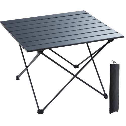Folding Camping Table, Outdoor Portable Side Tables, Lightweight Fold Up Table, Aluminum Alloy Ultra Compact Work Table With Carry Bag, For Cooking, Beach, Picnic, Travel, 22.2X15.9 Inch, Black - Image 1
