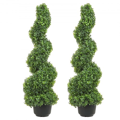 Artificial Topiaries Boxwood Trees, 4Ft Tall (2 Pieces) Faux Topiary Plant Outdoor, All Year Green Feaux Plant W/ Replaceable Leaves For Decorative Indoor/Outdoor/Garden - Image 1