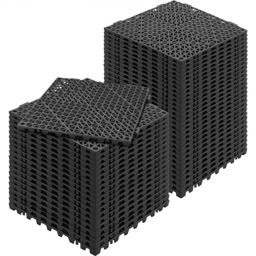 Modular Interlocking Cushion, 50 Pack 30 x 30 cm Splicing Drainage Mats, Soft PVC Interlocking Drainage Floor Tiles, Non-Slip Drainage Hole for Restroom, Bathroom, Kitchen, Pool, Wet Area, Black - Image 1