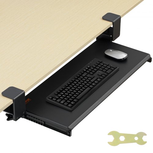Clamp On Keyboard Tray Under Desk, Desk Keyboard Tray Slide Out With Sturdy No Drill C Clamp Mount, Large 26.8 X 11 Inch Slide Out Computer Drawer For Typing In Home, Office Work - Image 1