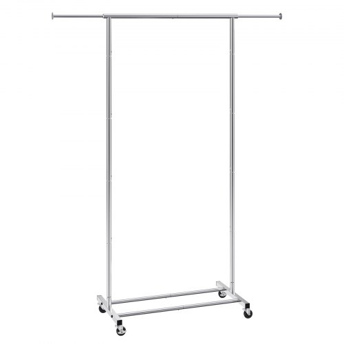 Clothes Rack With Wheels, Heavy Duty Clothing Garment Rack With Hanging Rod And Bottom Storage Area, Adjustable Length Clothing Rack, 2 Lockable Wheels - Image 1