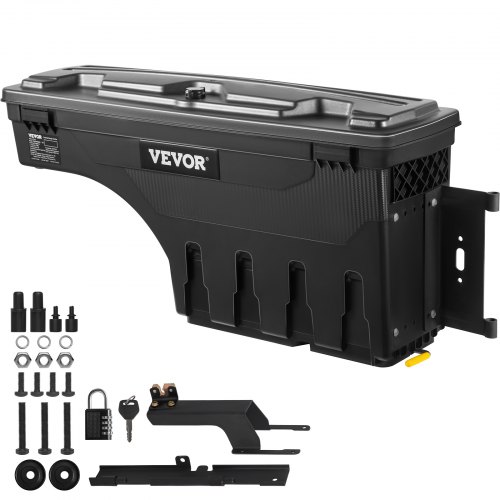Truck Bed Storage Box, Lockable Swing Case with Password Padlock, 6.6 Gal/25 L ABS Wheel Well Tool Box, Waterproof and Durable, Compatible with Ford F-150 2015-2021, Passenger Side - Image 1
