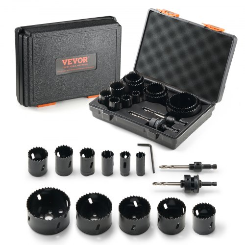 Hole Saw Kit, 11 Pcs Saw Blades, 2 Drill Bits, 1 Hex Wrench, Bi Metal M42 Hole Saw Set With Carrying Case, General Purpose Size From 3/4" To 3", Ideal For Wood Board, Iron And Plastic Plate - Image 1