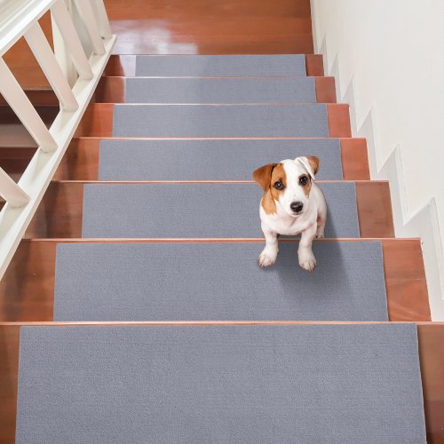 Stair Treads, Stairs Carpet Non Slip 8" X 30", Indoor Stair Runner For Wooden Steps, Anti Slip Carpet Stair Rugs Mats For Kids Elders And Dogs, 15 Pcs, Gray - Image 1
