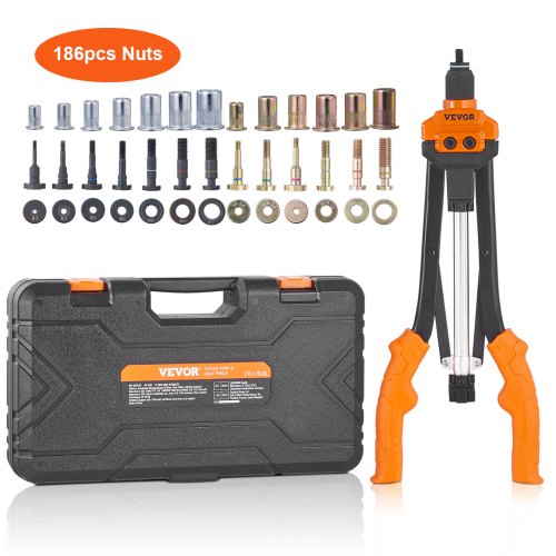 Rivet Nut Tool, 16??? Rivnut Tool Kit With 13Pcs Metric And Sae Mandrels, 186Pcs Rivet Nuts, M3, M4, 10 24, M5, M6, 1/4 20, 8 32, 5/16 18, M8, 3/8 16, M10, M12, 1/2 13, Semi Auto Retraction - Image 1