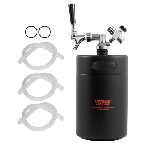 Beer Growler Tap System, 170Oz 5L Mini Keg, 304 Stainless Steel Pressurized Beer Growler, Keg Growler With Pressure Display, Co2 Regulator Faucet, Leak Proof Ring For Draft, Homebrew, Craft Beer - Image 1