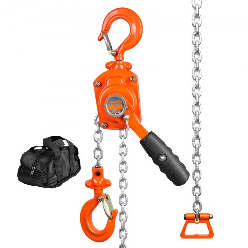 Manual Lever Chain Hoist, 1/2 Ton 1100 Lbs Capacity 5 Ft Come Along, G80 Galvanized Carbon Steel With Weston Double Pawl Brake, Auto Chain Leading & 360?? Rotation Hook, For Garage Factory Dock - Image 1