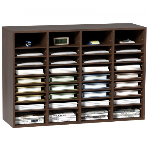 Literature Organizers, 36 Compartments Office Mailbox With Adjustable Shelves, Wood Literature Sorter 39.3X12X26.8 Inches For Office, Home, Classroom, Mailrooms Organization, Epa Certified Brown - Image 1