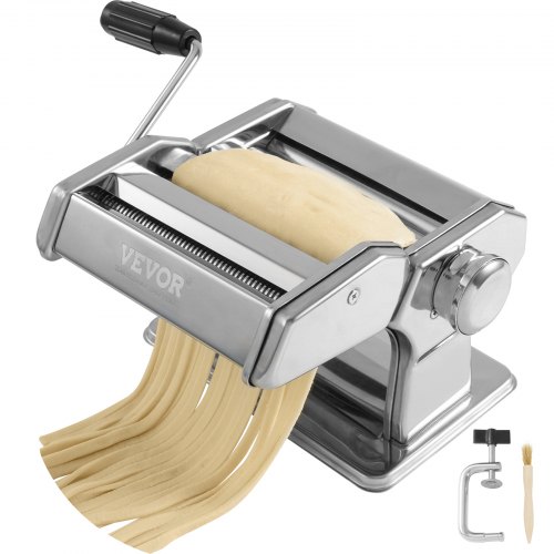 Pasta Maker Machine, 9 Adjustable Thickness Settings Noodles Maker, Stainless Steel Noodle Rollers And Cutter, Manual Hand Press, Pasta Making Kitchen Tool Kit, Perfect For Spaghetti Lasagna 1 - Image 1