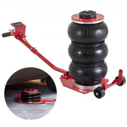 Air Jack, 3 Ton/6600 Lbs Triple Bag Air Jack, Airbag Jack With Six Steel Pipes, Lift Up To 17.7 Inch/450 Mm, 3 5 S Fast Lifting Pneumatic Jack, With Long Handles For Cars, Garages, Repair, (Red) - Image 1