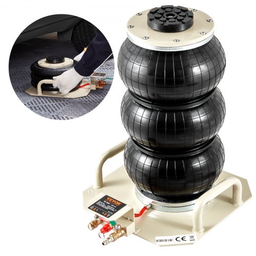 Air Jack, 3 Ton/6600 Lbs Triple Bag Air Jack, Air Bag Jack Lift Up To 450 Mm, 3 5S Fast Lifting Pneumatic Jack, With Side Handles For Cars, Garages, Repair (Beige) - Image 1