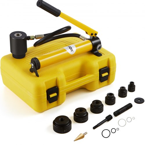 10 Ton Hydraulic Knockout Punch Kit, 1/2" To 2" Conduit Hole Cutter Set, Ko Tool Kits With Puncher 6 Piece, Metal Sheet Driver Tools, For Aluminum, Brass, Stainless Steel, Fiberglass And Plastic 2 - Image 1