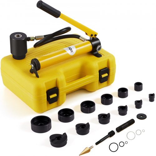 10 Ton Hydraulic Knockout Punch Kit, 1/2" To 2" Conduit Hole Cutter Set, Ko Tool Kits With Puncher 6 Piece, Metal Sheet Driver Tools, For Aluminum, Brass, Stainless Steel, Fiberglass And Plastic 1 - Image 1
