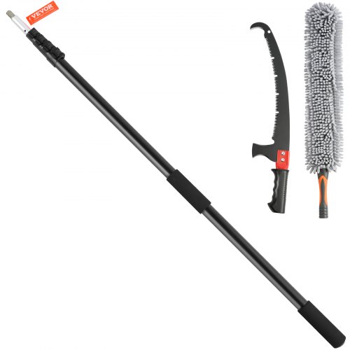 Manual Pole Saw, 4.9-20 ft Extendable Tree Pruner, Sharp Steel Blade for High Branches Trimming, with Lightweight Aluminum Alloy Handle and a Chenille Brush, for Pruning Palms and Shrubs - Image 1