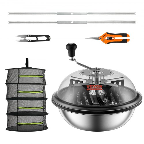 Leaf Bowl Trimmer, 16'' Trimmer Bowl, Manual Bud Trimmer With Stainless Steel Blades For Twisted Spin Cut, Clear Visibility Dome, Foldable Herb Drying Rack And Hand Pruner Included - Image 1