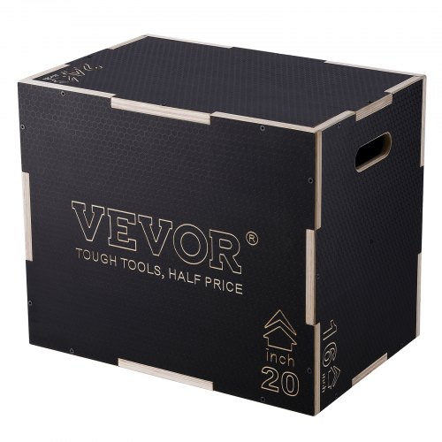 3 in 1 Plyometric Jump Box, 24/20/16 Inch Wooden Plyo Box, Platform & Jumping Agility Box, Anti-Slip Fitness Exercise Step Up Box for Home Gym Training, Conditioning Strength Training, Black - Image 1