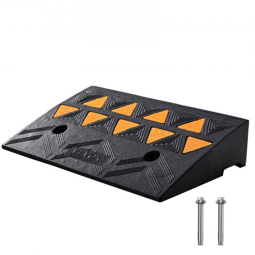 Rubber Curb Ramp 4.25" Rise Height Sidewalk Curb Ramp, 11.8" Width 19.7" Length Driveway Ramp For Curb, 15T Heavy Duty Rubber Ramp For Forklifts, Trucks, Buses, Cars, Wheelchairs, Bikes - Image 1