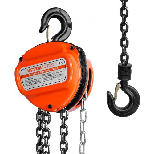 Manual Chain Hoist, 1 Ton 2200 Lbs Capacity 20 Ft Come Along, G80 Galvanized Carbon Steel With Double Pawl Brake, Auto Chain Leading & 360?? Rotation Hook, For Garage Factory Dock - Image 1