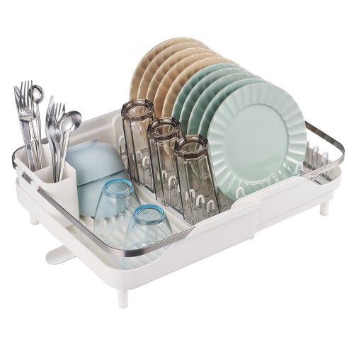 Dish Drying Rack Expandable Drainer Stainless Steel Kitchen Utensil Holder - Image 1