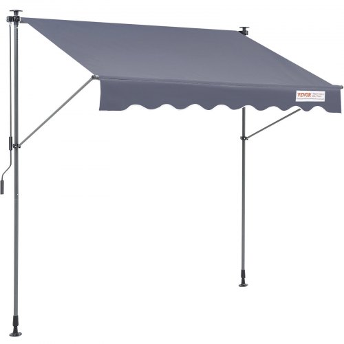 Manual Retractable Awning, 118" Outdoor Retractable Patio Awning Sunshade Shelter, Adjustable Patio Door Window Awning Canopy with 39" Sun Shade Curtain for Backyard, Garden, Balcony - Image 1