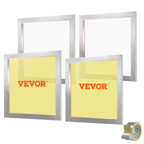 Screen Printing Kit, 4 Pieces Aluminum Silk Screen Printing Frames, 20X20Inch Silk Screen Printing Frame With 110 Count Mesh, High Tension Nylon Mesh And Sealing Tape For T Shirts Diy Printing - Image 1