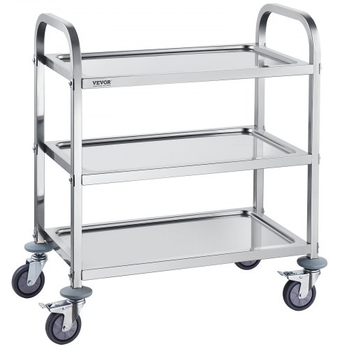 ??Stainless Steel Cart,??3 Layers??Lab Utility Cart??400 Lbs Weight Capacity,??Medical Cart??With Lockable Universal Wheels, For Lab, Clinic, Kitchen, Salon - Image 1