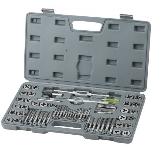 Tap And Die Set, 60 Piece Metric And Sae Standard, Bearing Steel Taps And Dies, Essential Threading Tool For Cutting External Internal Threads, With Complete Accessories And Storage Case - Image 1