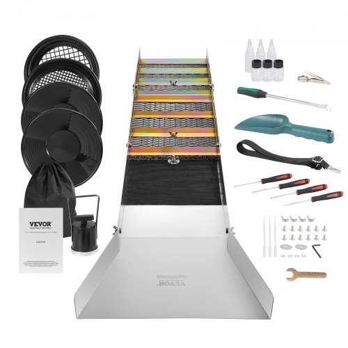 Gold Panning Kit With Sluice Box, 50" Aluminum Gold Mining Equipment, 23 PCS Gold Prospecting Kit with Gold Pan, Classifier Screen, Separating Magnet, Drawstring Backpack and Accessories - Image 1