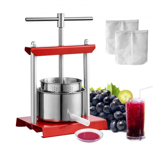 Fruit Wine Press, 0.53 Gallon/2L, 2 Stainless Steel Barrels, Manual Juice Maker, Cider Apple Grape Tincture Vegetables Honey Olive Oil Making Press With T Handle For Outdoor, Kitchen, And Home - Image 1
