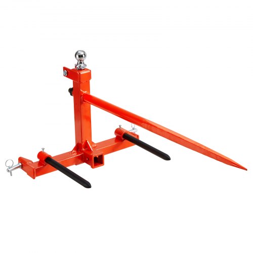 49" Hay Spear, Bale Spears 1600lbs Loading Capacity, Three-Point Hitch Tractor Attachment with 2pcs 17.5" Stabilizer Spears, Quick Attach Spike Forks - Image 1