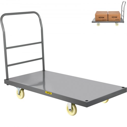 Platform Truck, 2000 Lbs Capacity Steel Flatbed Cart, 47" Length X 24" Width X 32" Height Flat Dolly, Hand Trucks With 5" Nylon Casters, Heavy Duty Utility Push Carts For Luggage Moving - Image 1
