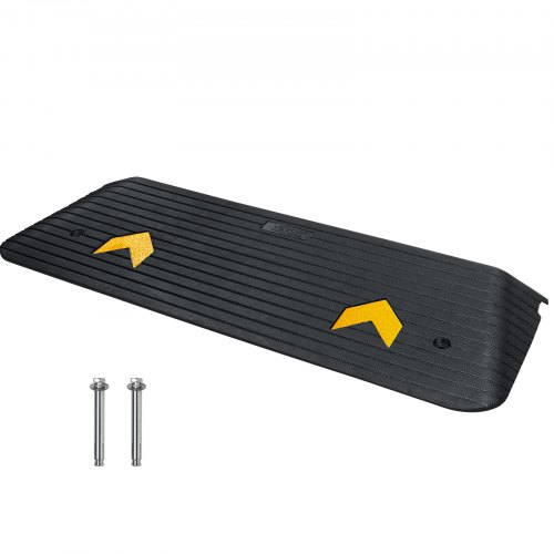 Upgraded Rubber Threshold Ramp, 1.5" Rise Wheelchair Ramp Doorway, Natural Curb Ramp Rated 33069 Lbs Load Capacity, Non Slip Textured Surface Rubber Curb Ramp For Wheelchair And Scooter - Image 1