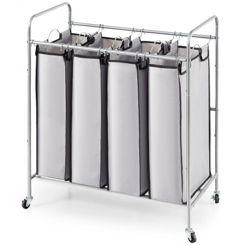 Laundry Sorter Cart 4 Section, Laundry Hamper With Heavy Duty Lockable Wheels And 4 Removable Bags, Rolling Laundry Basket Sorter For Clothes Storage - Image 1
