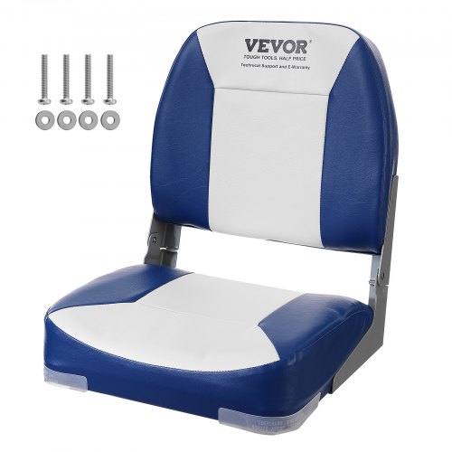 Boat Seat, 18.9" Low Back Boat Seat, Folding Boat Chair with Thickened Sponge Padding and Hinge, Fold-Down Boat Captain Chair for Fishing Boat, Sightseeing Boat, Speedboat, Canoe, 1-Piece - Image 1