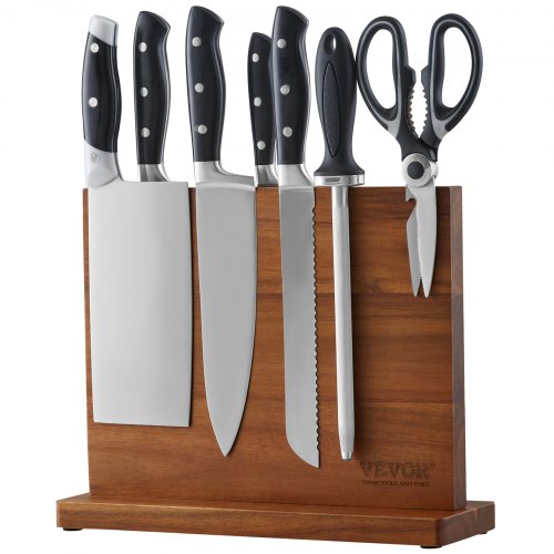 Magnetic Knife Block, 12 Inch Home Kitchen Knife Holder, Double Sided Magnetic Knife Stand, Multifunctional Storage Acacia Wood Knives Rack, Cutlery Display Organizer For Knives, Utensils, Tools - Image 1