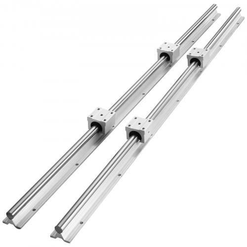 Linear Guide Rail Set, Sbr16 1000Mm, 2 Pcs 39.4 In/1000 Mm Sbr16 Guide Rails And 4 Pcs Sbr16Uu Slide Blocks, Linear Rails And Bearings Kit For Automated Machines Diy Project Cnc Router Machines - Image 1