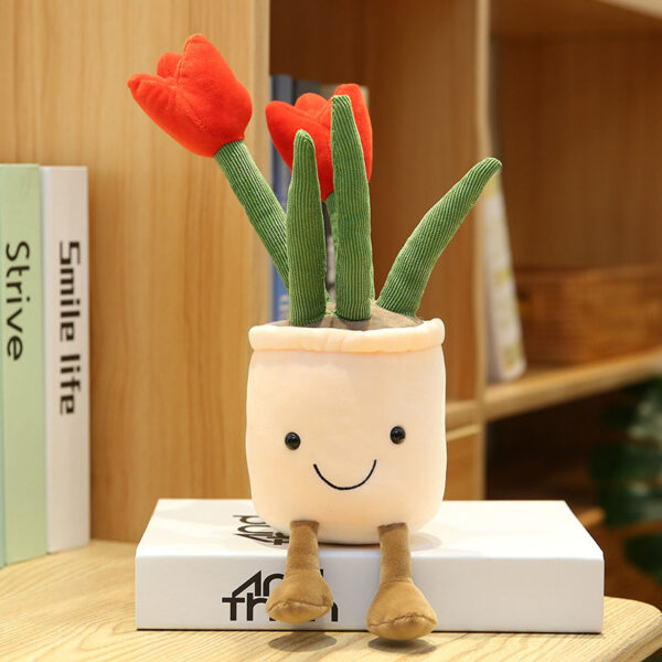 Smiling Face Succulent Tulip Green Plant Ornaments Rag Doll Balcony Decoration Plush Toy Doll - Image 8