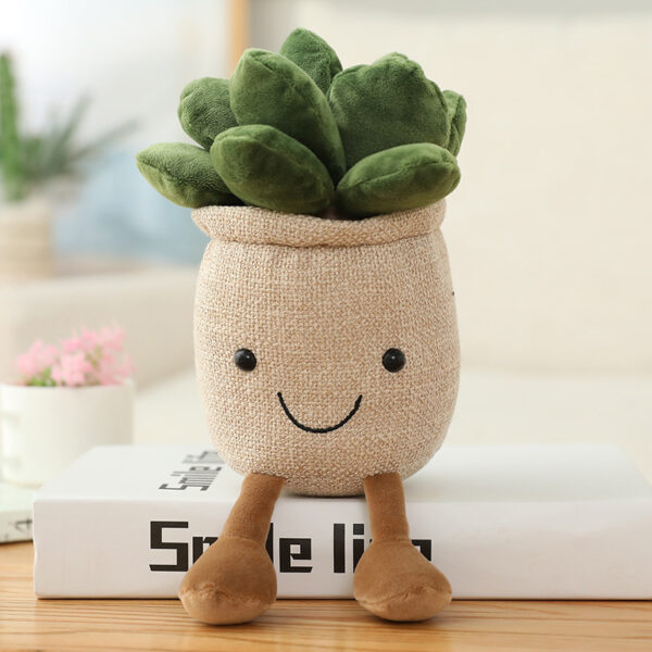 Smiling Face Succulent Tulip Green Plant Ornaments Rag Doll Balcony Decoration Plush Toy Doll - Image 3