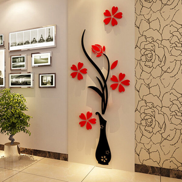 Creative Vase Acrylic 3D Wall Sticker - Image 4