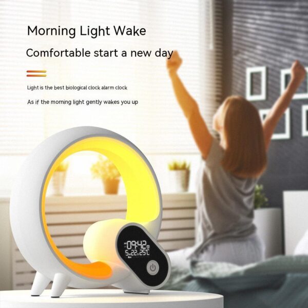 Creative Q Light Analog Sunrise Digital Display Alarm Clock Bluetooth Audio Intelligent Wake Up Q Colorful Atmosphere Light - Image 4