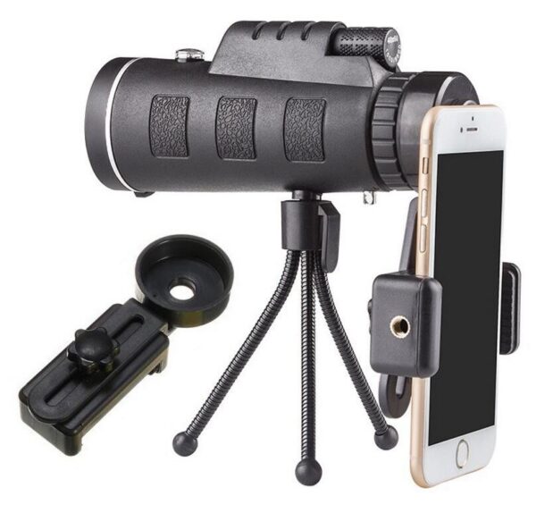 Compatible With Apple, Monocular Telescope Zoom Scope With Compass Phone Clip Tripod - Image 4