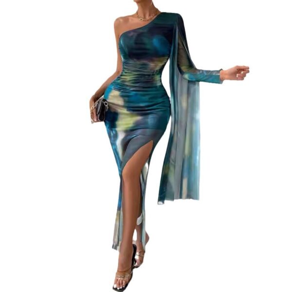 Fashion Printed Shoulder Long Sleeve Dress - Image 5